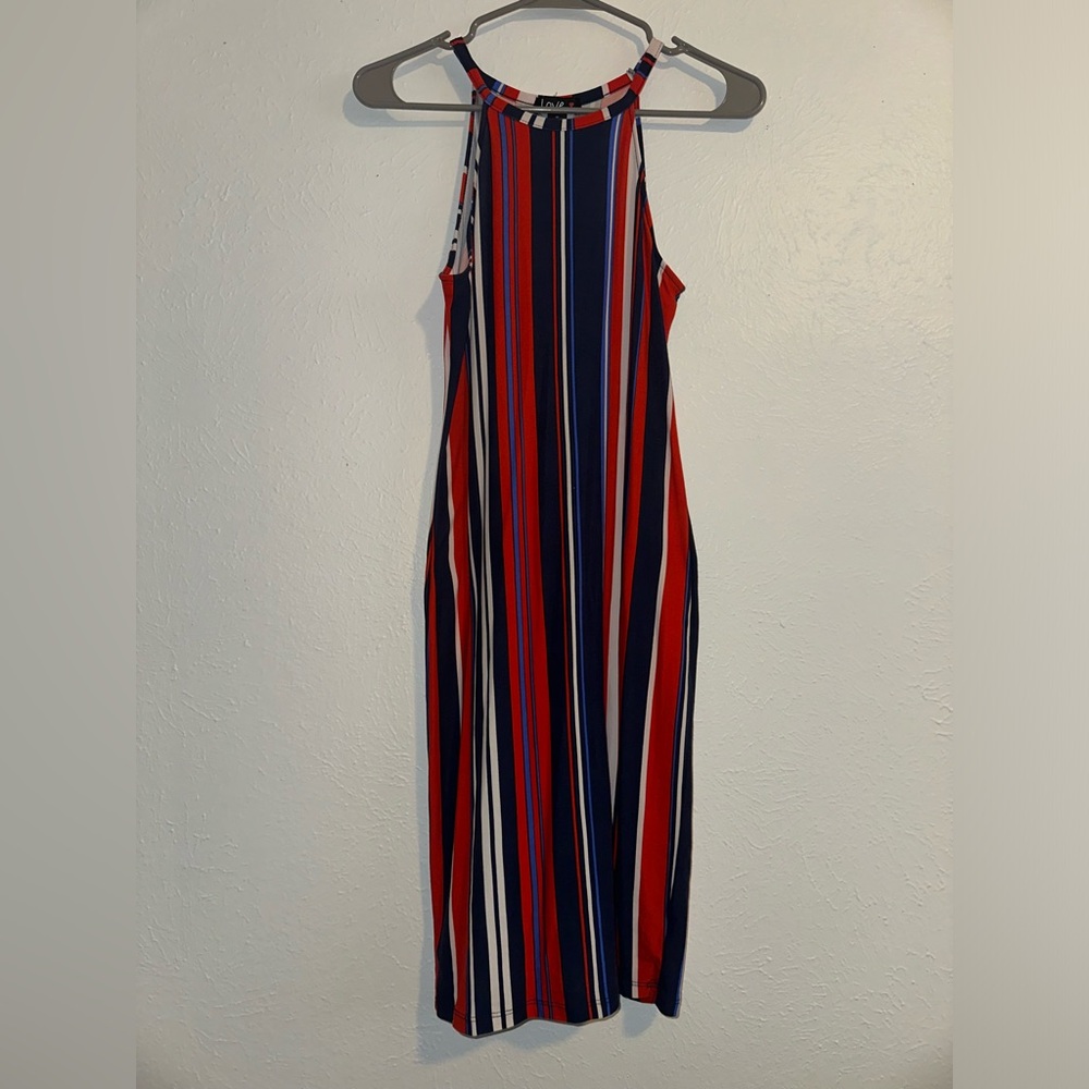 Red, White, and Blue Midi Dress